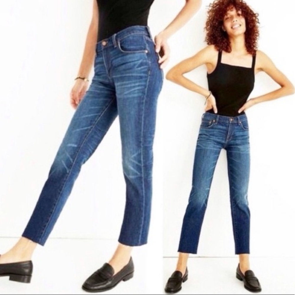 Madewell The Slim Boyjean: Raw-Hem Edition Mid Rise Denim Classic Straight Leg